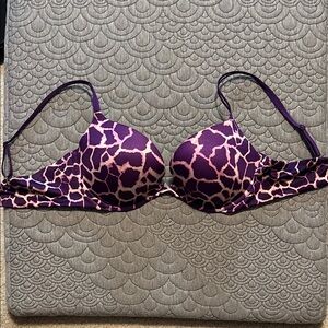 Victoria's Secret Purple and Pink Animal Print Bra NWOT